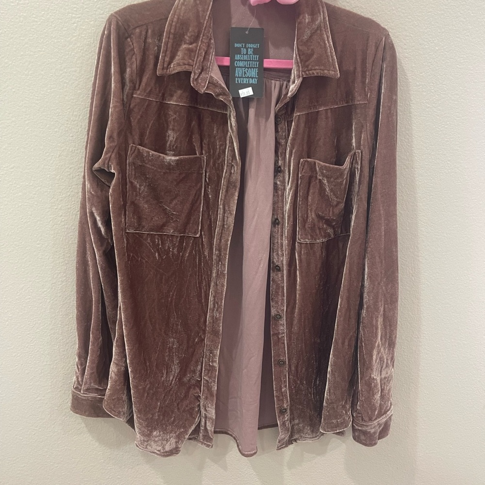Velvet Button Down Top - image 2